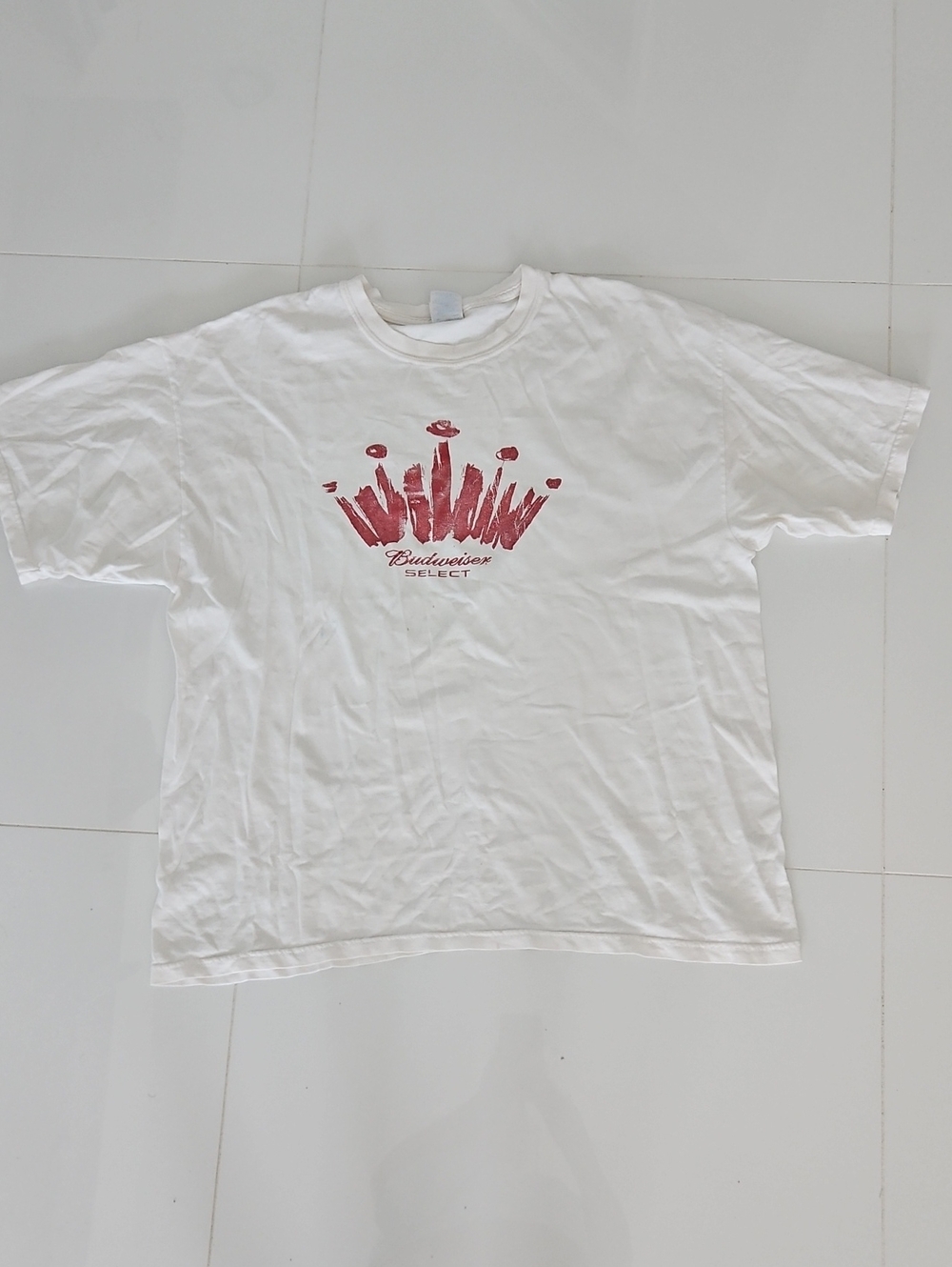 Vintage Budweiser White Short Sleeve Tee with Red Crest
